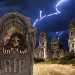 Lápida con calavera escondida